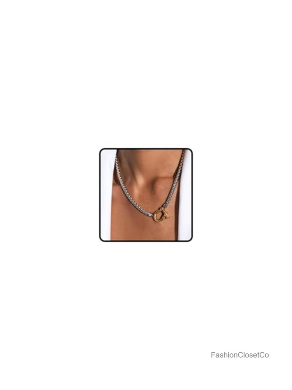 Two Tone Stainless Steel Twist Chain Necklace Choker Statement Jewelry Gift